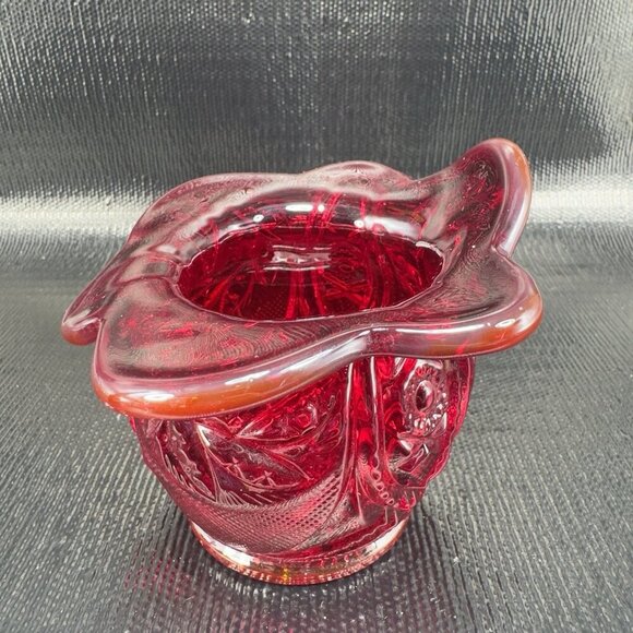 LE Smith Amberina Cadmium UV Glowing Glass Vase Bowl Jack In Pulpit Glass VTG - Picture 8 of 16